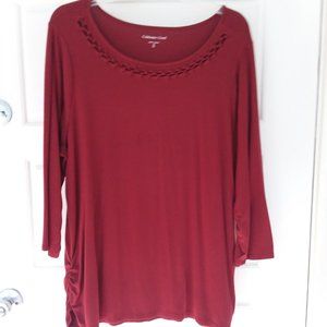 Red Coldwater Creek Long Sleeve Shirt XL